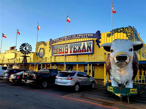 Big texan steak ranch location - Big Texan Steak Ranch. Restaurant; 72 Ounce Steak Challenge LIVE; Gift Shop; Things to Do; Park Map (806) 373-4962 Get Directions. BOOK NOW Contact Us. Big Texan RV Park Map. Download Map. Find Us. Big Texan RV Ranch 1414 Sunrise Drive Amarillo, TX 79104. Call (806) 373-4962 1-866-BIG-RIGS. Email. reservation@amarilloranch.com. …